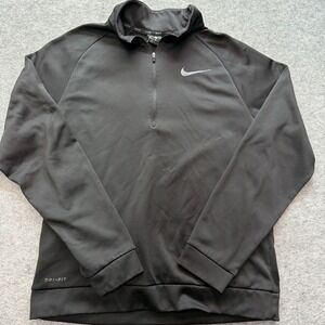 Nike Quarter Zip Pullover Mens M Dri-FIT Polyester Black Solid